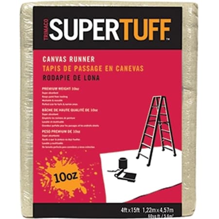 Trimaco 51128 4 x 15 ft. Super Tuff Canvas Drop Cloth - 10 oz. 47034511287